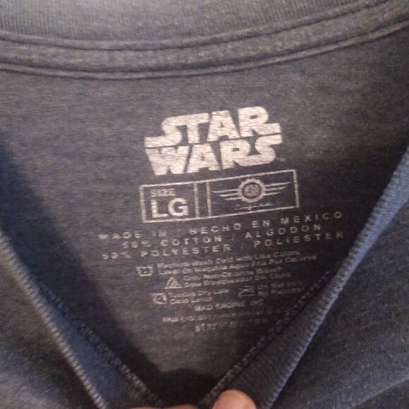 Star Wars T-Shirt Millennium Falcon Starship Men's Large Graphic Tee Blue - Picture 3 of 6